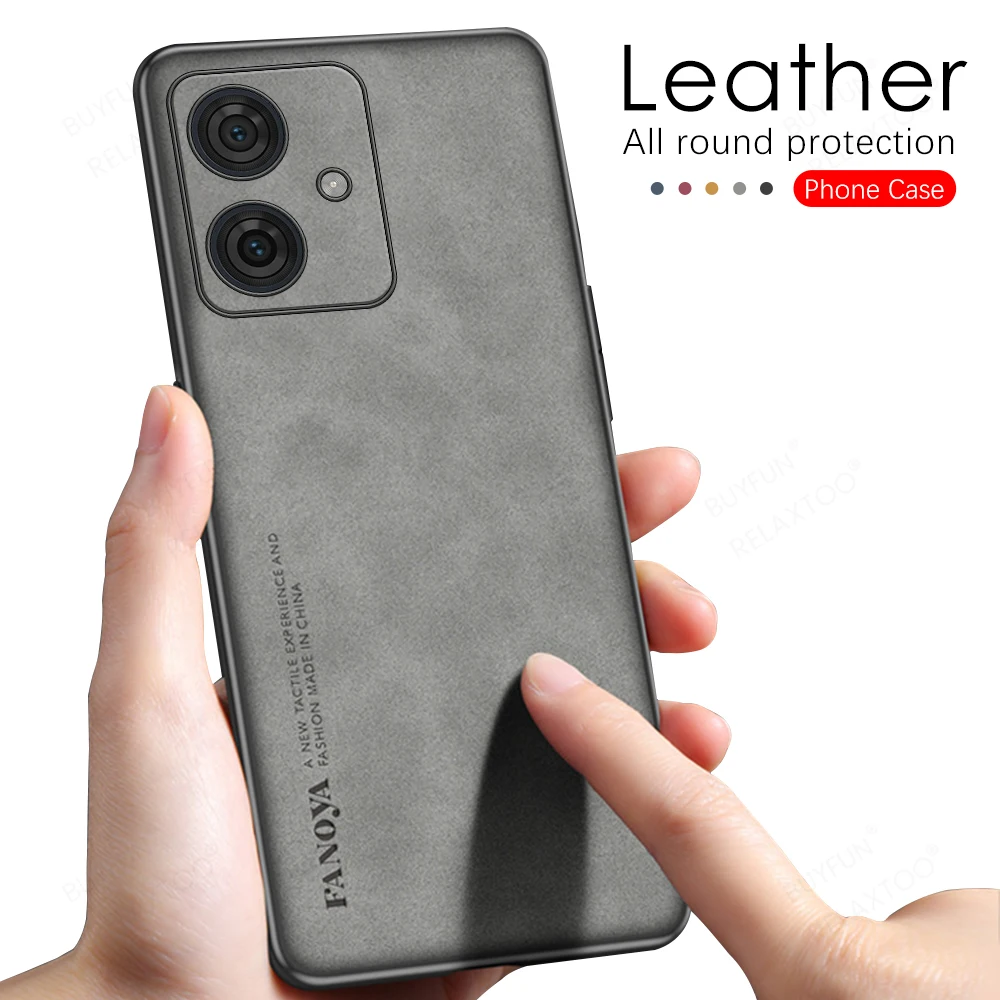 For Motorola Moto G54 G24 G14 Case Sheepskin Leather Soft TPU Frame Phone Cover Moto G 54 24 14 MotoG54 Camera Protection Fundas