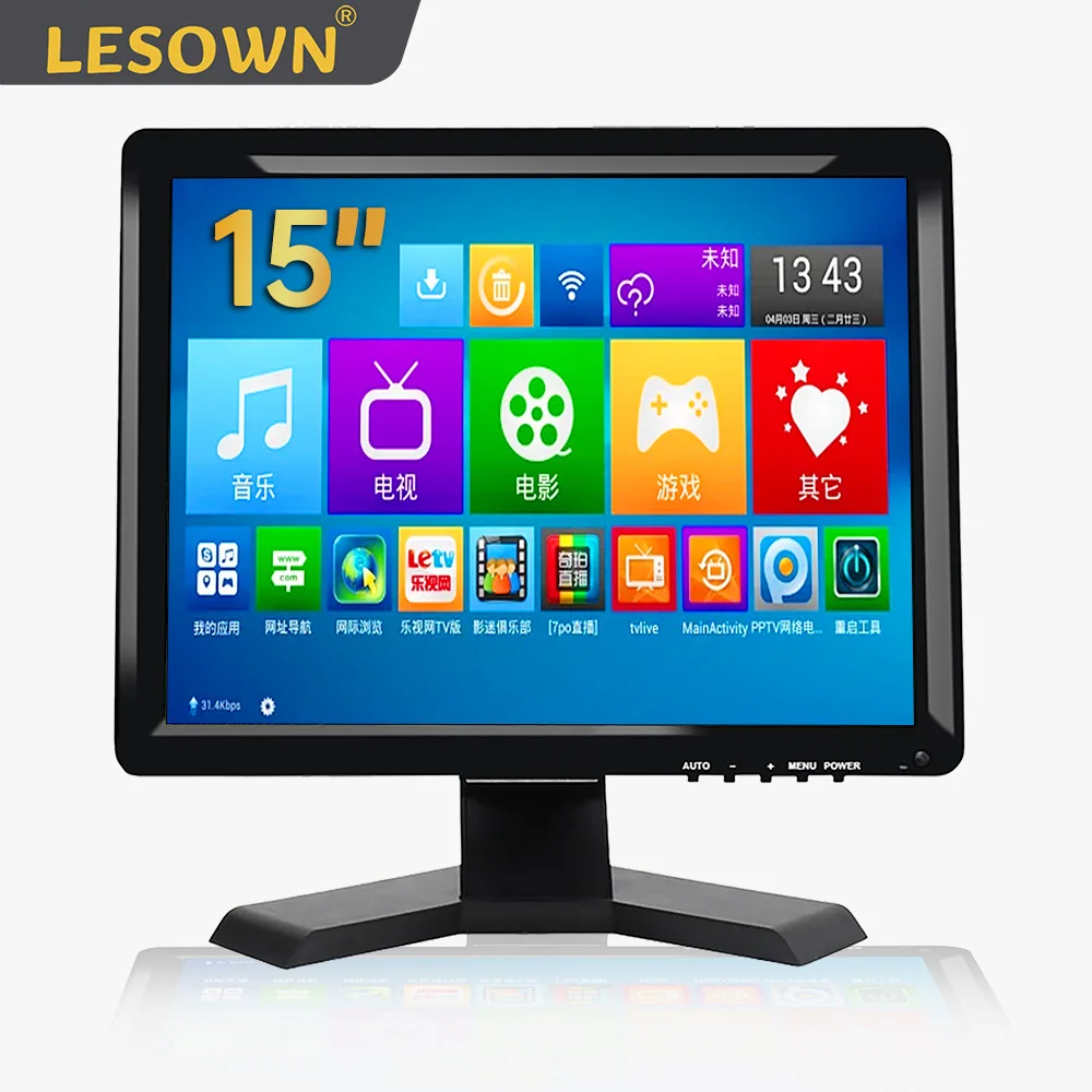 LESOWN 15 inch 1024x768 IPS Capacitive Resistive Touchscreen Display VGA HDMI AV BNC USB Interface Monitor for Computer CCTV