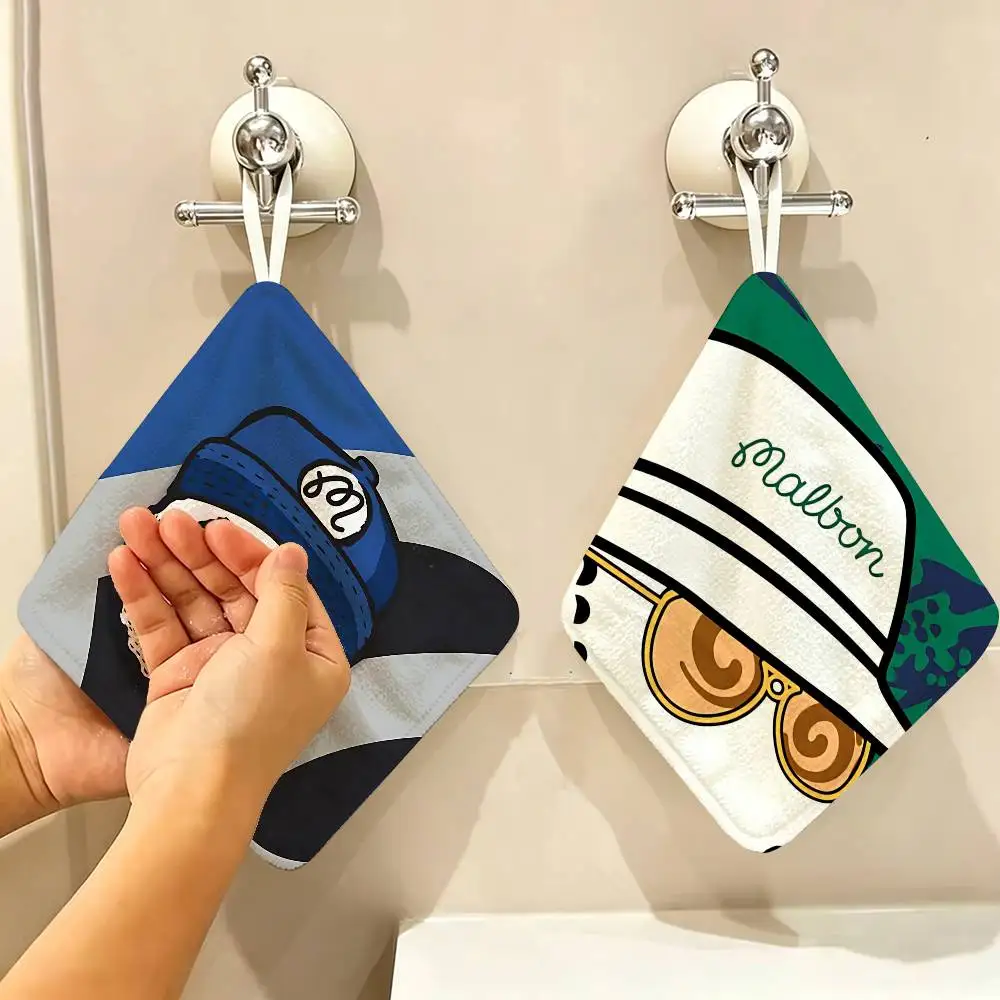 Brand M-Malbon Logo Hanging Style Hand Wiping Towel, Polyester Cotton, Anti-fade for Indoor Kitchen Living Room