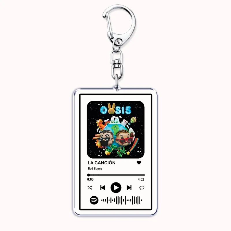 Popular Bad Bunny Keychain for Women Accessories Un Verano Sin Ti Music Playlist Code Pendant Keying Jewelry Fans Friends Gifts