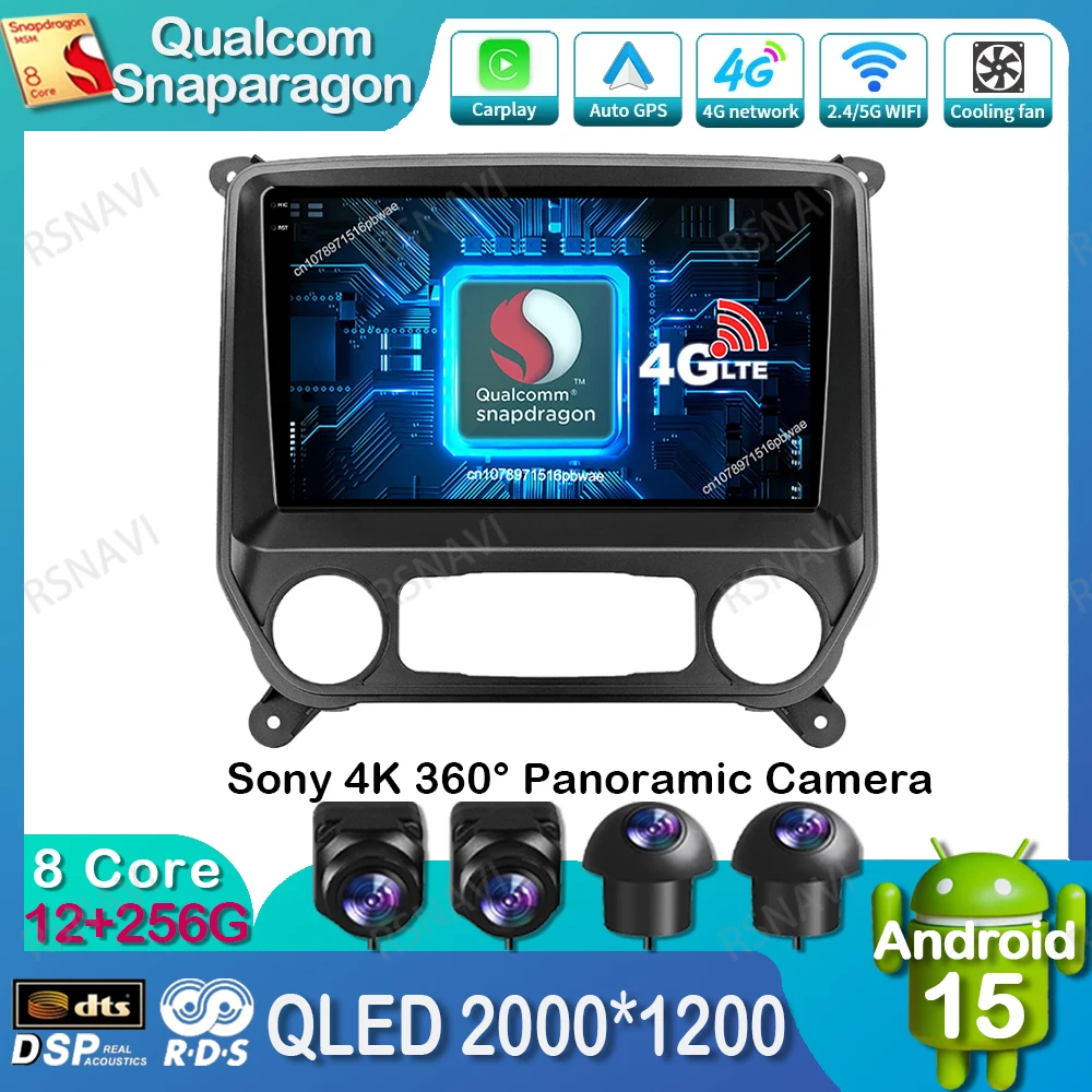 

Android 15 Car Radio For Chevrolet Silverado GMC Sierra 2014-2018 Viedo Player Multimedia Navigation QLED DSP Stereo Qualcomm BT