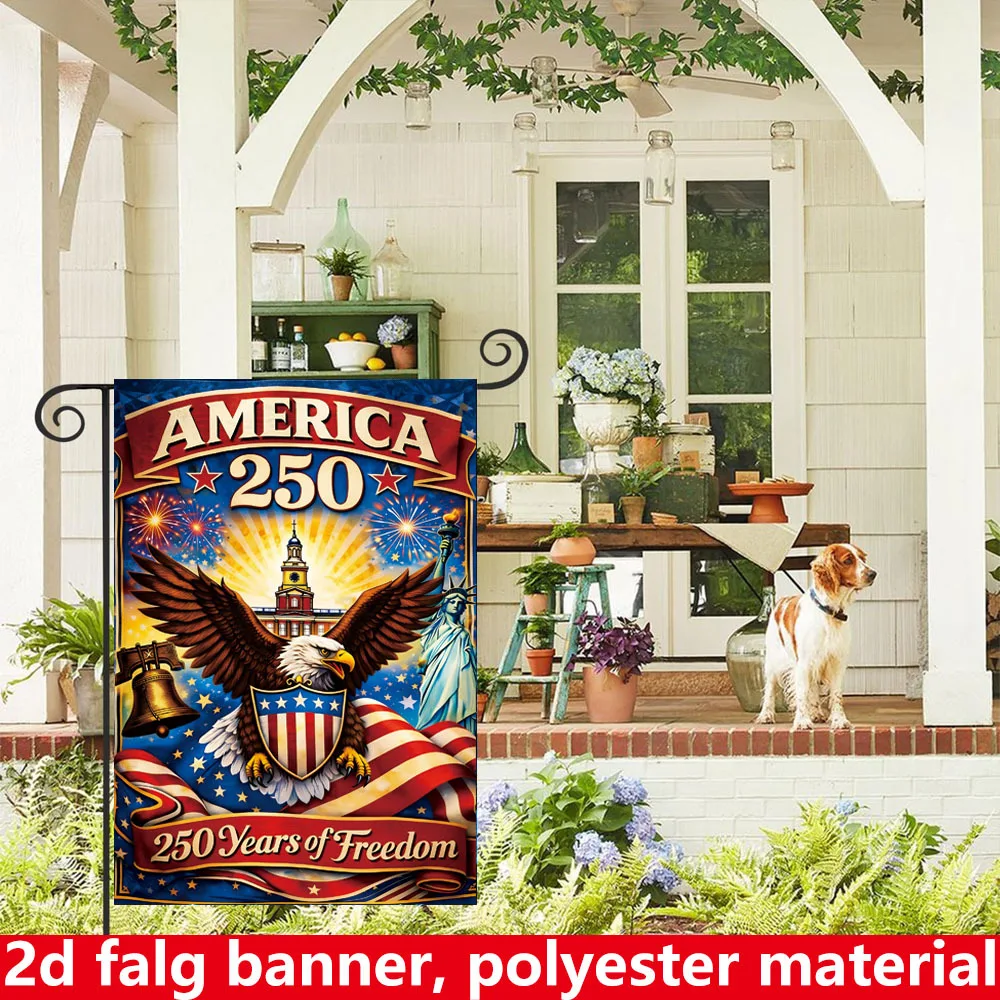 1pc 250Th Independence Day Garden Flag in Polyester 12X18 Inch 1996-2026 Anniversary, Ideal Decoration