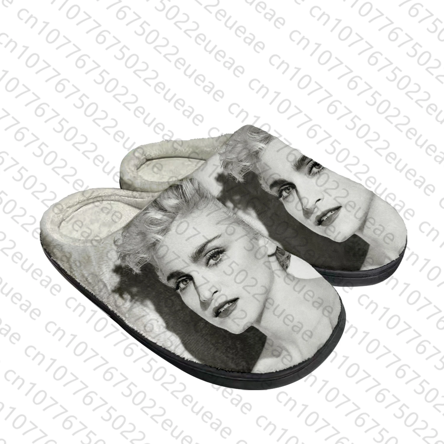 Madonna pop rock singer disco Home Cotton Custom Slippers Mens Womens Sandals Plush Bedroom Keep Warm Shoe Thermal Slipper Black