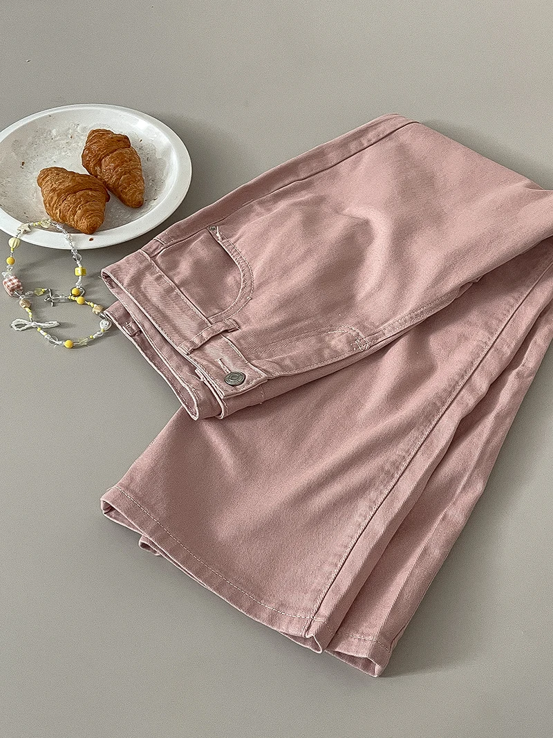 

Wedbleser Stylish Age Pink Straight Leg Jeans Summer 2025 New Women High Waisted Loose Fitting Slimming Versatile Pants Trend
