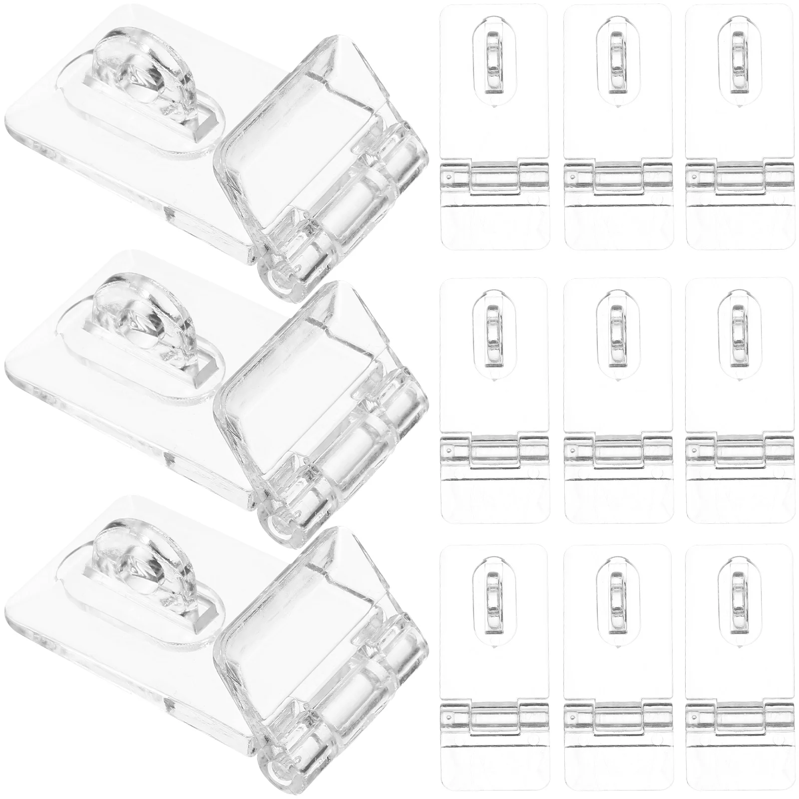 12 Sets Transparent Lock Hinge Latches Clear Hasp Boxes Buckle Locks Padlock Jewelry Cabinet Hinges Acrylic Cupboard Buckles