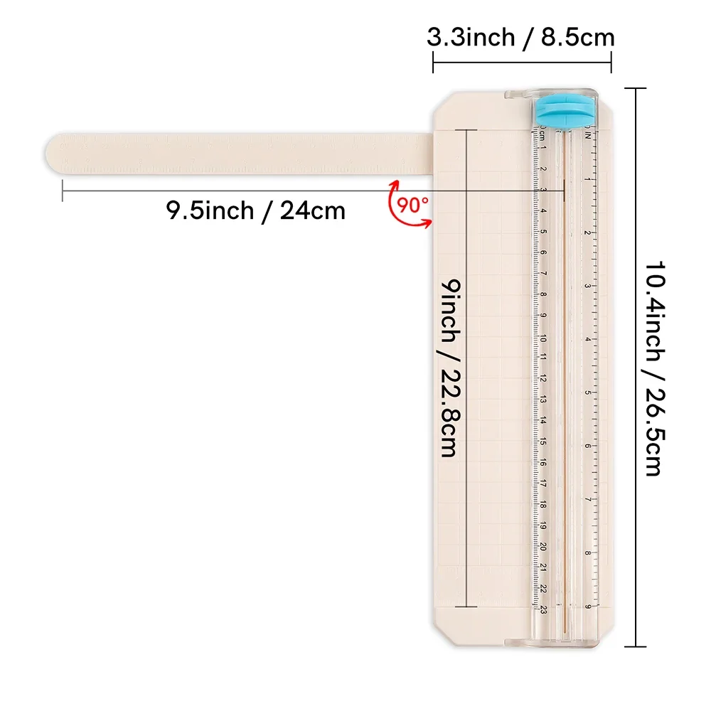 Mini-Papierschneider mit ausziehbarem Lineal, tragbarer Papierschneider, Ersatzklingen, Schneid-/Scoring-Klingen für Trimmer