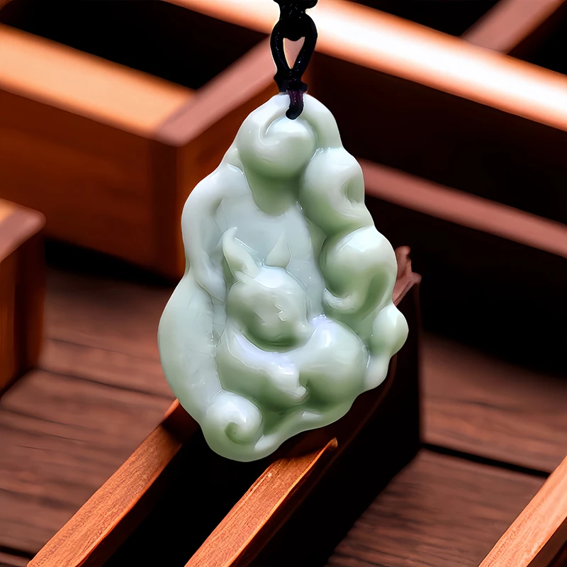 

Natural Real Jade Fox Pendant Necklace Amulet Designer Carved Jewelry Luxury Gemstones Talismans Charm Gifts for Women Men