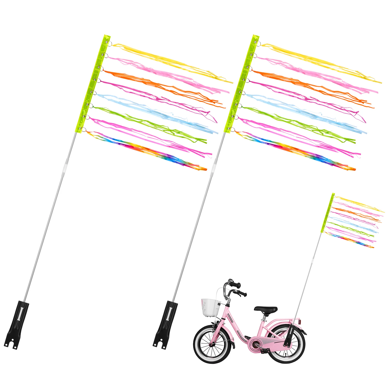 Upgraded Bike Safety Flag (12''x16'') And Adjustable Height Pole Made Of Sturdy Fiberglass 6ft Bike Flag With Pole For Safety