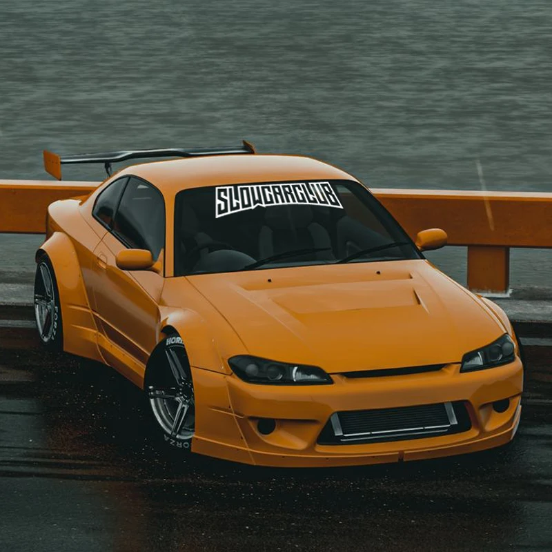 1 قطعة ملصق JDM "نادي السيارة البطيئة"، ملصق إبداعي وعصري عالي الجودة لشاحنات السيارات! لمظهر فريد من نوعه واقي من الشمس ملصق سهل