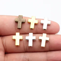 WYSIWYG 10pcs 12x16mm Alloy Smooth Religion Cross Loose Spacer Beads DIY Charms Bracelet Necklace For Jewelry Accessories