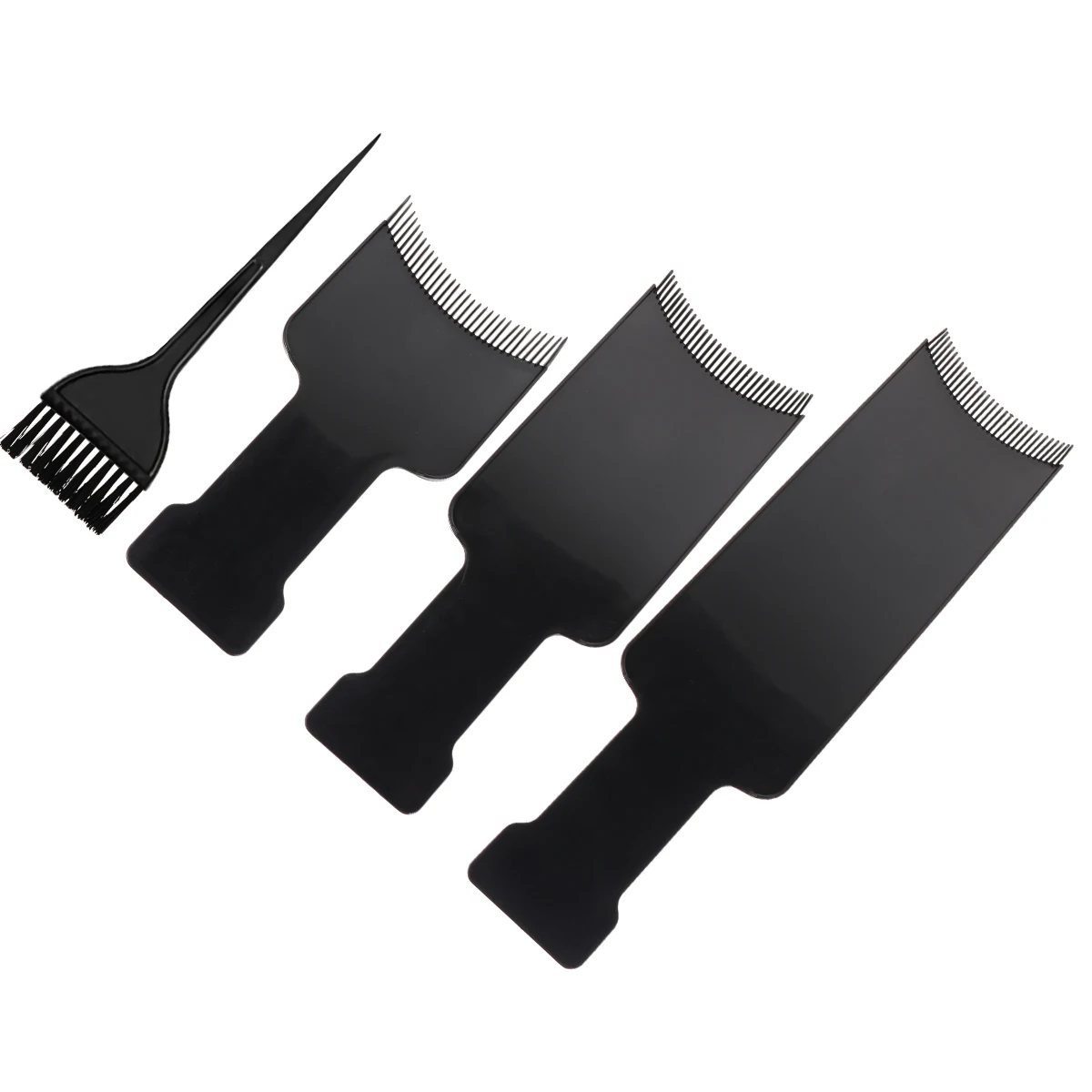 

4pcs Hair Coloring Kit Highlight Comb Board Dye Tool Applicator Brushes Gloves Plastic Professional Salon Home Use Long Hair
