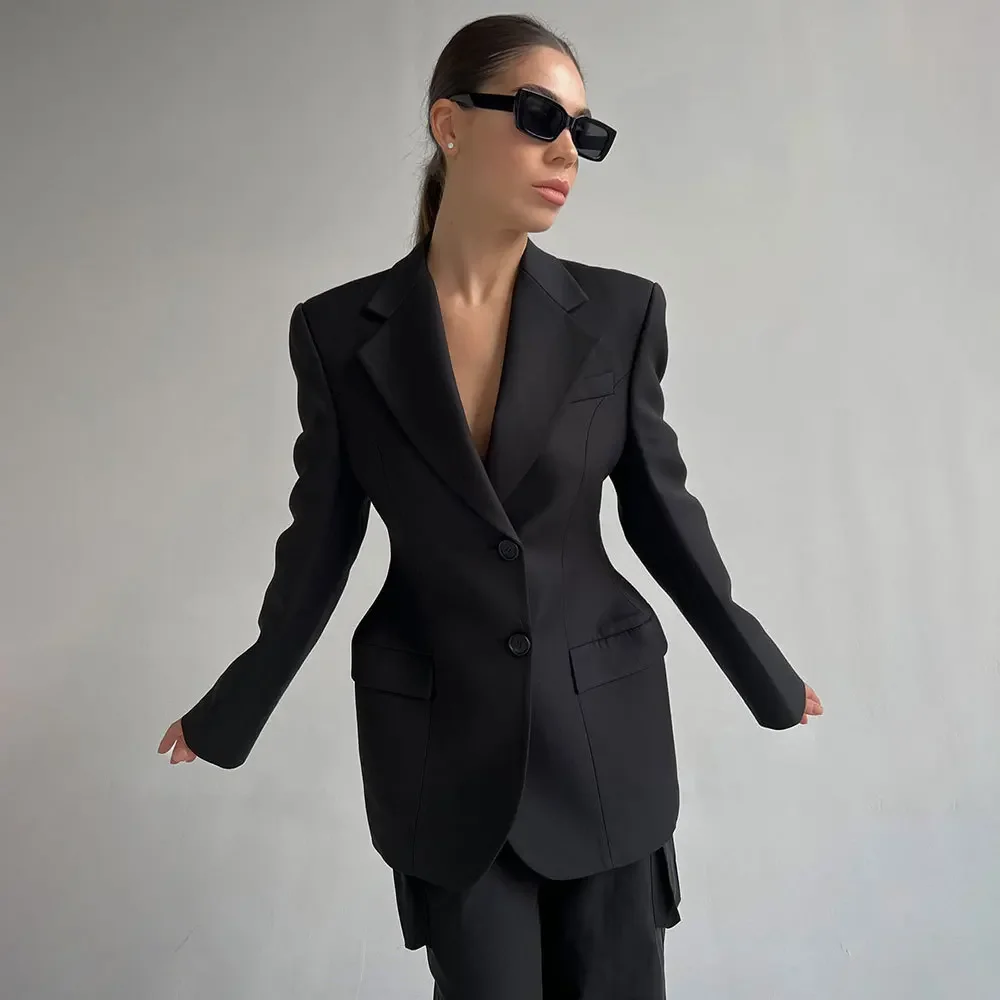 2024V Collar and Waist Cinching Suit for Women with A High-end and Slim Fit