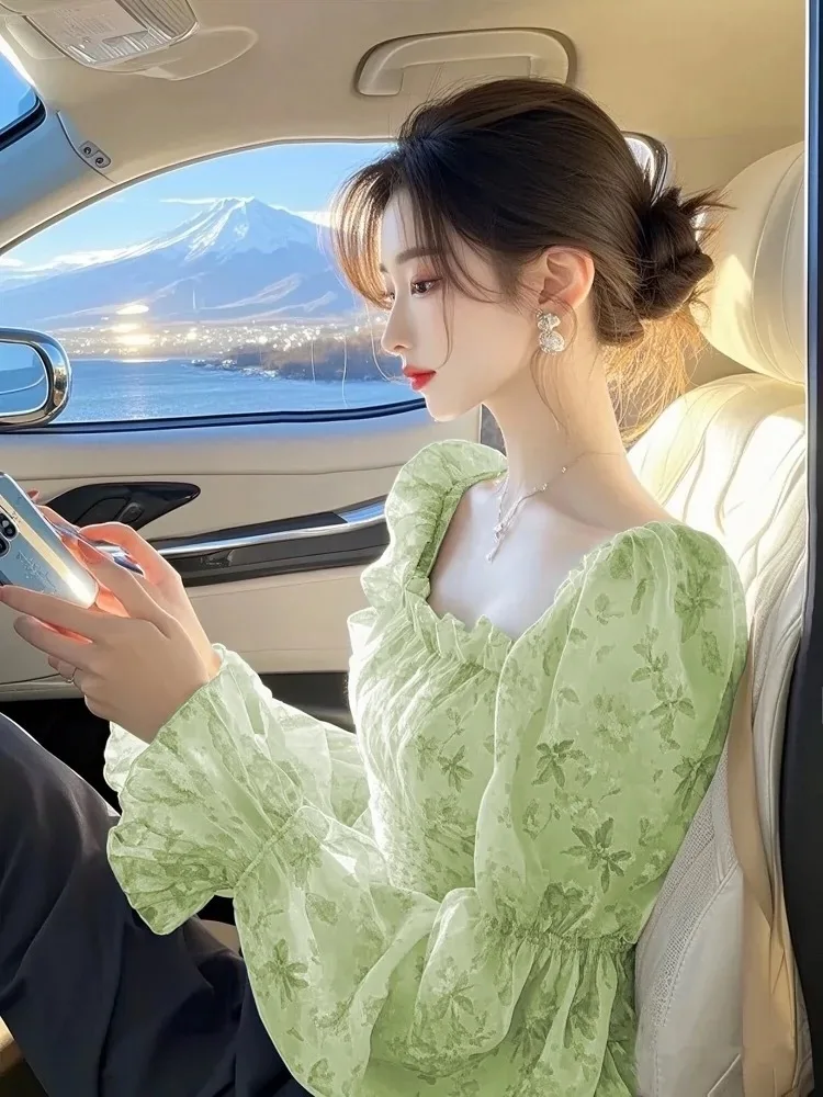 فريد من نوعه الأزهار طباعة الشيفون irt المرأة Sle أوائل الربيع سوبر ular جرس Sve النسخة الكورية سليم صالح irt #5