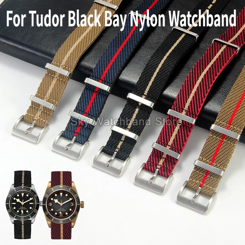 Rapid-Dry 20mm Khaki Green Blue Nylon Watchband for Tudor Black Bay Rolex Daytona Datejust Longines Anti-Wrinkle Moisture-Escape