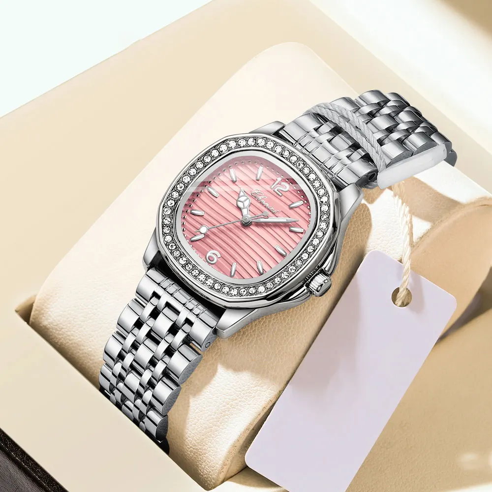 CHENXI Simple Women's Watch Luxury Diamond Stainless Steel Quartz Watches Fashion Dress Wristwatches Clock Gift for Ladies