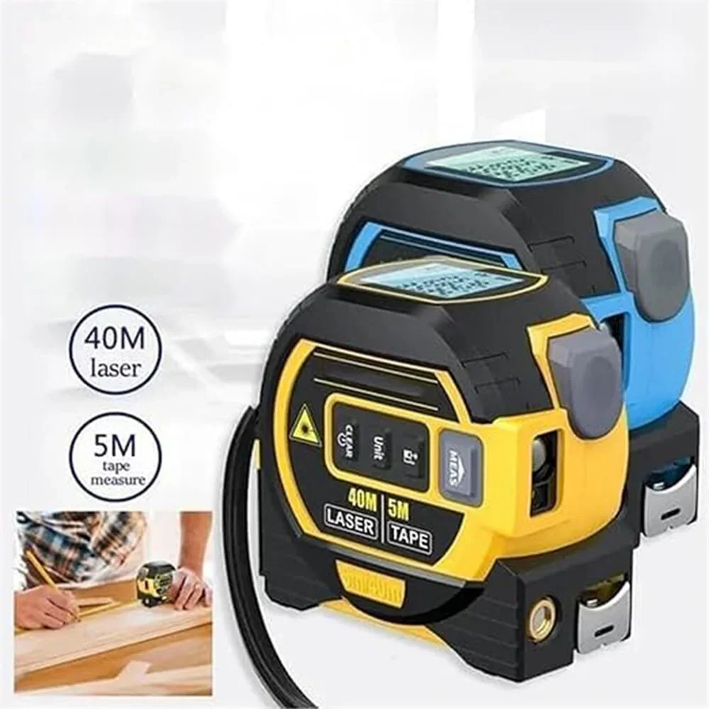 Ruban à mesurer Laser 3 en 1, 40/60M, 5M, 20 stockage de données, affichage LCD avec rétro-éclairage, boîtier ABS, Construction, bricolage, usage domestique