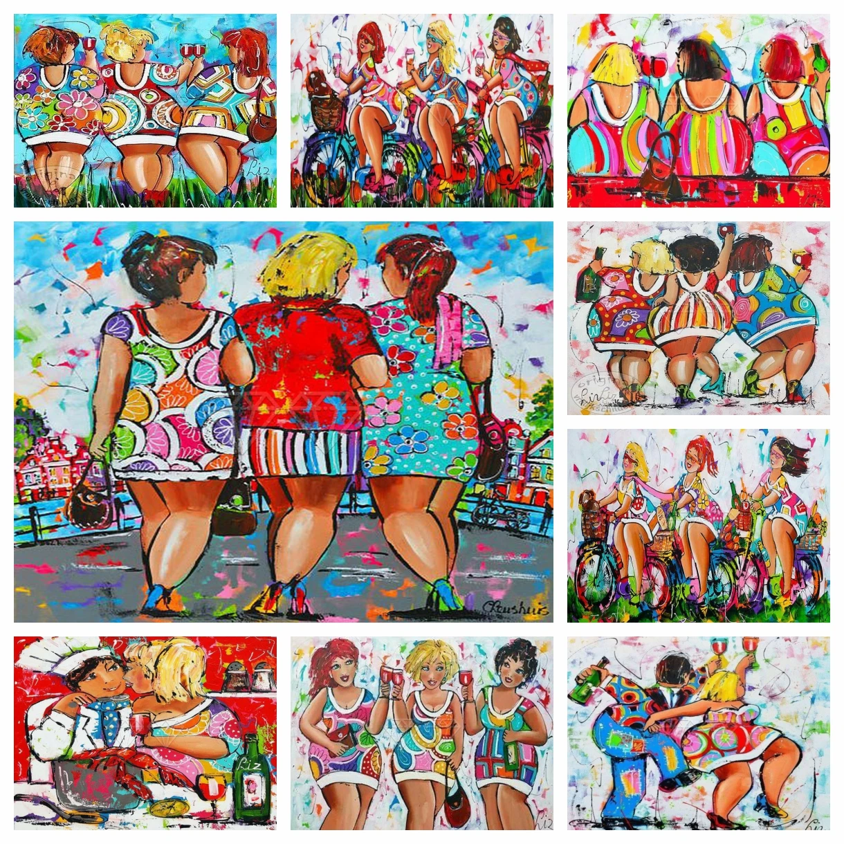 5D DIY Diamant Malerei Cartoon Fett Damen mädchen Dikke Dames Volle Runde Diamant mosaik stickerei Kreuz stich wohnkultur