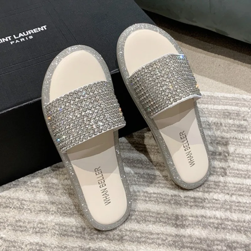 

Crystal Slippers Women Flats Sandals Casual Woman Shoes Summer Flip Flops 2025 Trend Luxury Open Toe Slides Sandalias De Mujer