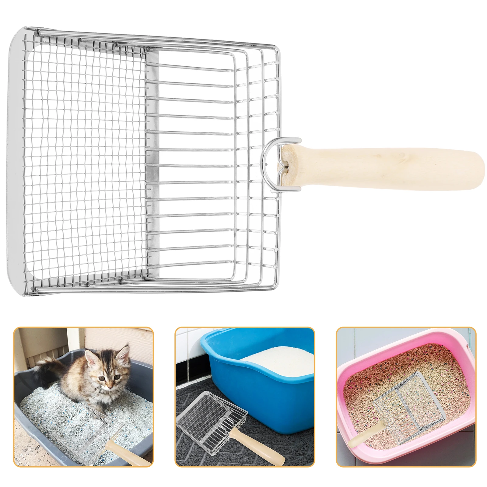 

Cat Cleaning Tools Fine Sifting Scoop Stainless Steel Cat Litter Scoop Stainless Steel Mesh Pet Supplies Litter Box Scooper