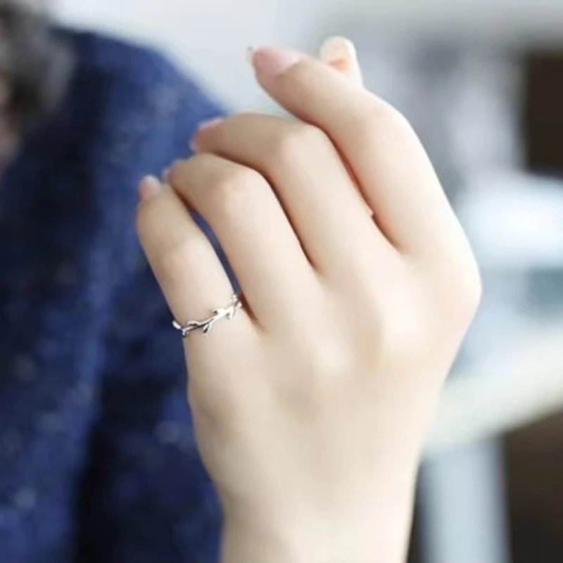 925 Sterling Silver Rings For Women Simple Leaves Open Ring Hypoallergenic Sterling Silver Jewelry Gifts For Girls