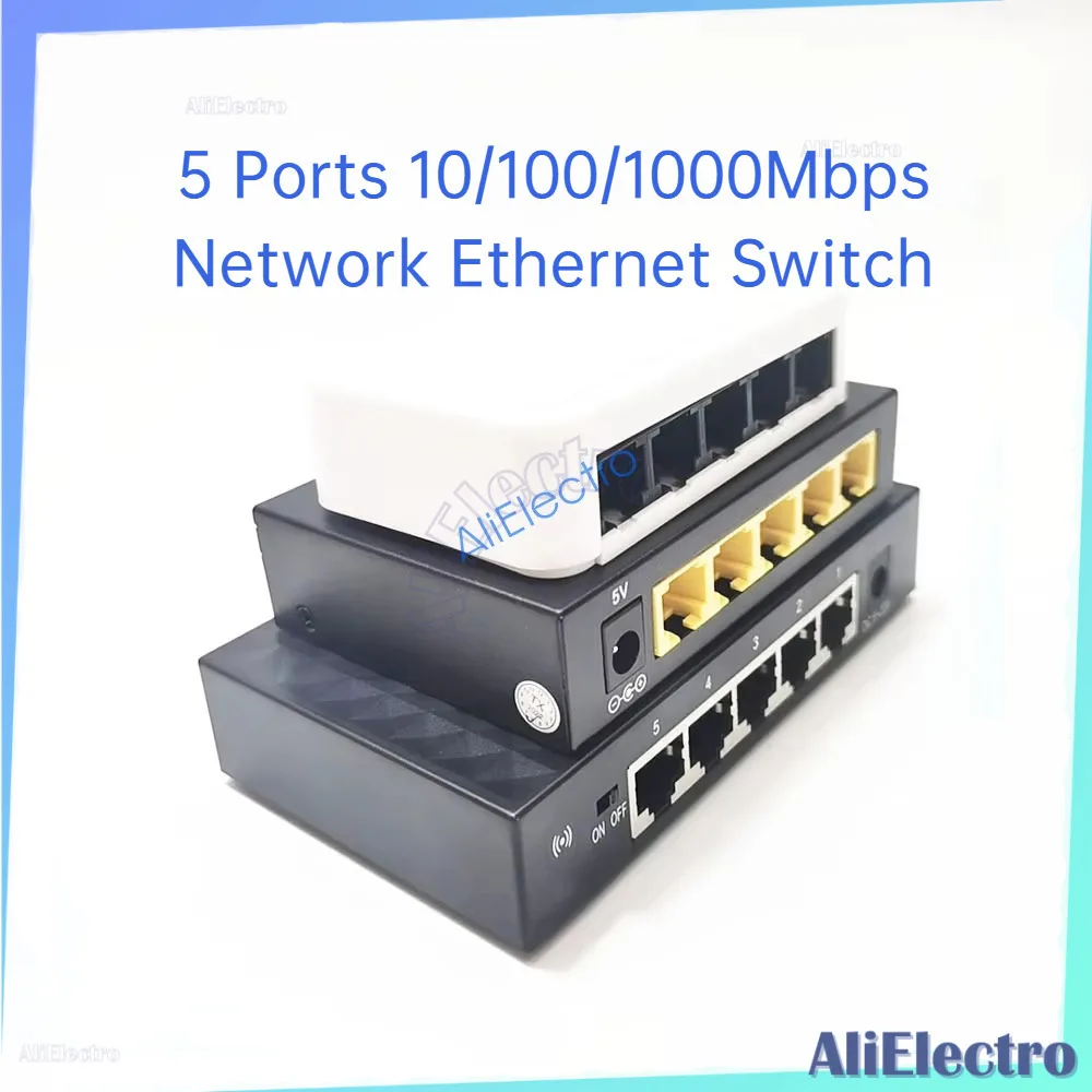 

5 Ports 10/100/1000Mbps Network Ethernet Switch Hub Iron Case Gigabit Lan Hub for Home and Office Soho