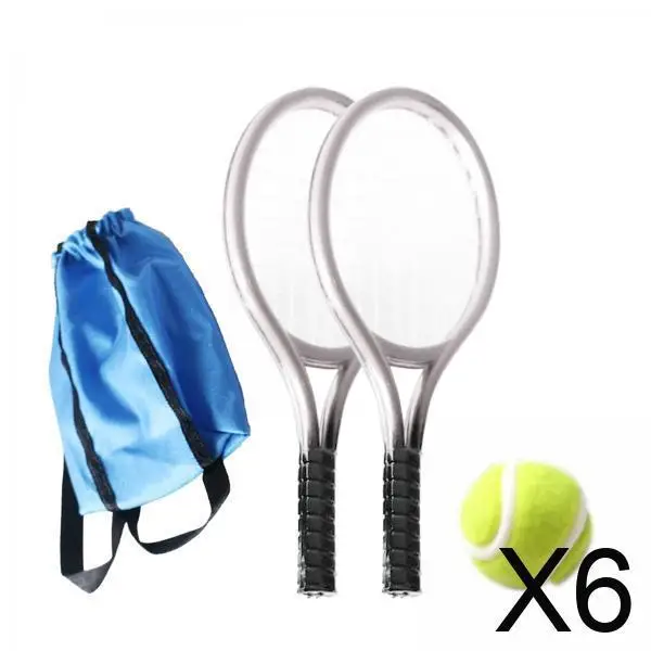 

Набор из 6 мини-теннисных ракеток и мячей, миниатюрный теннисный набор для взрослых, декоративный мини-теннисный комплект