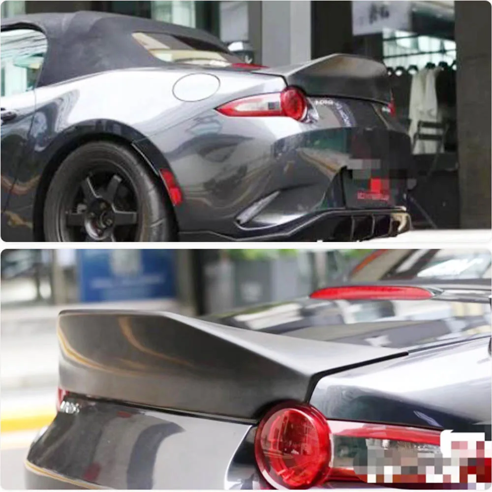 Car Rear Trunk Spoiler Boot Wing Spoiler For Mazda MX5 Miata ND 2016-2022 PU Black/Carbon Rear Spoiler Rear Trunk Cover Splitter