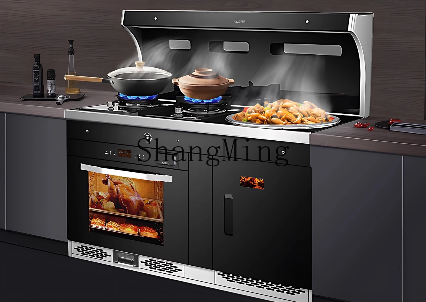 ZYY เตาอเนกประสงค์ไร้ควันในครัวเรือนเตาฟืนแบบบูรณาการใหม่