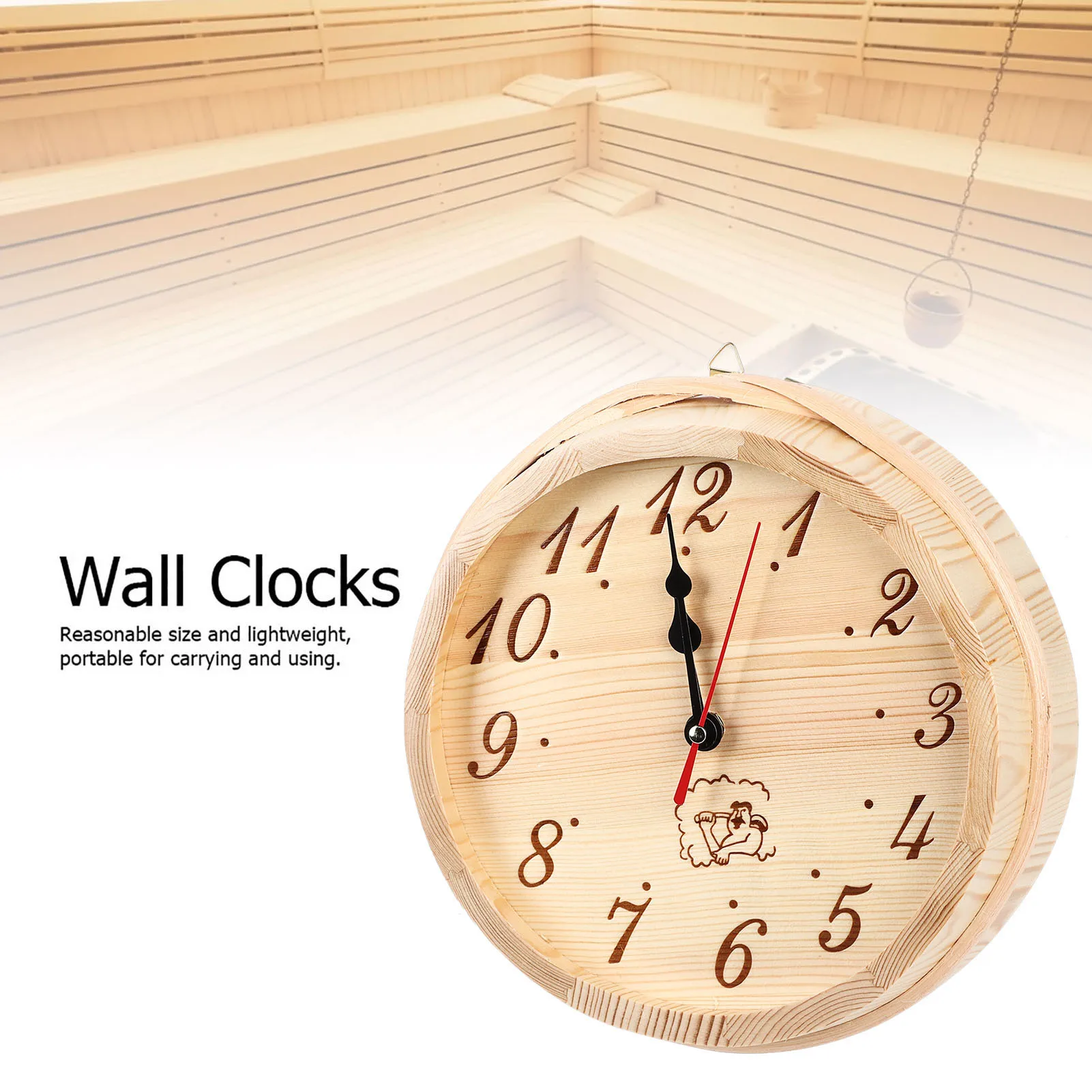 Simple Sauna Room Wooden Clock Home Wall Hanging Timing Tool Sauna Decoration Accessories