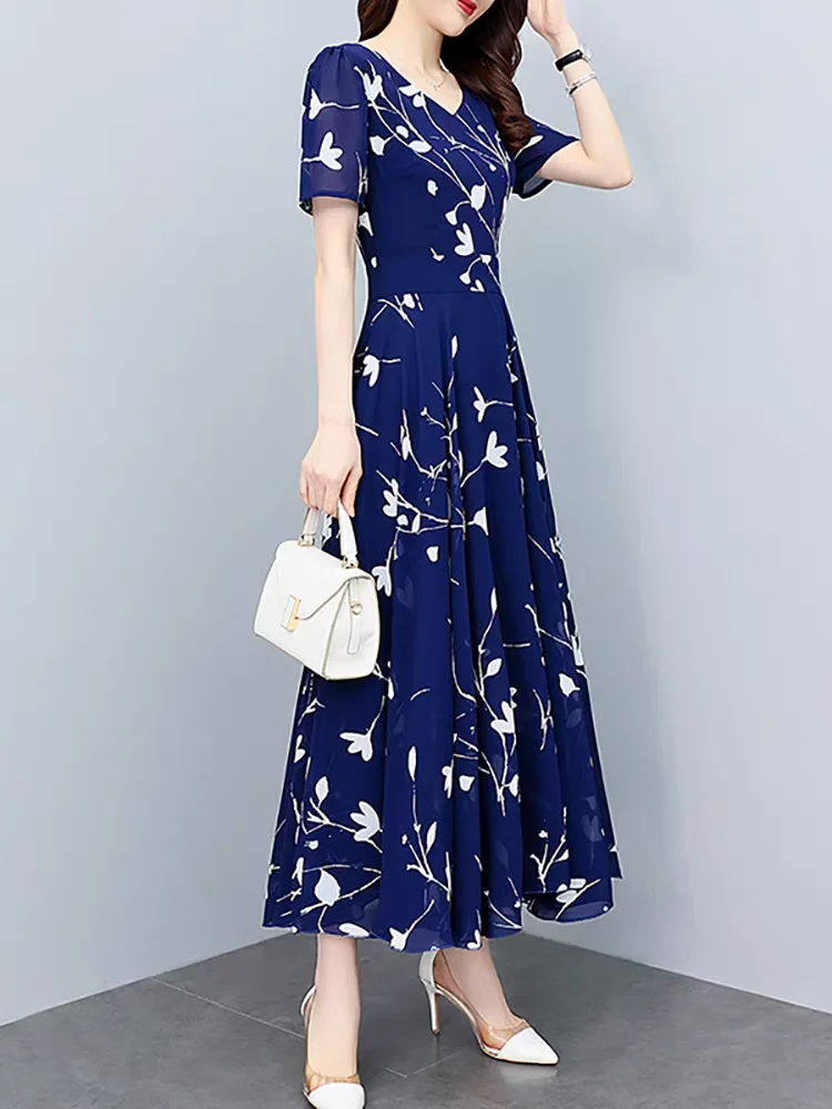 Soie glacée imprimé fleuri a-ligne Dr femmes Faion été décontracté taille haute ort Sve refroidissement confortable grande taille Dr