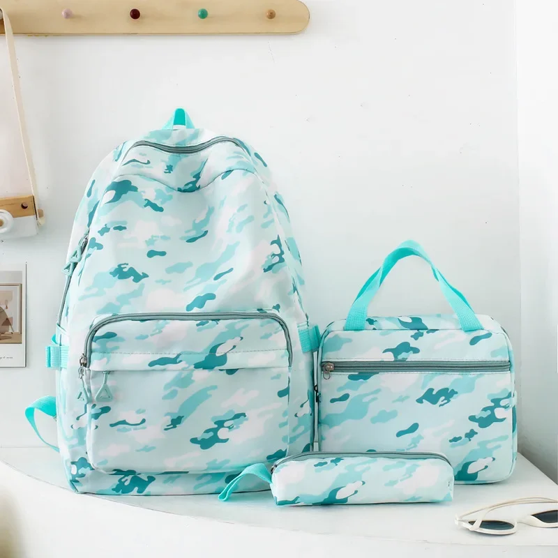 Meninas leve grande capacidade mochila camuflagem cor sólida crianças estudante coreano saco de escola versátil mochila multicamadas