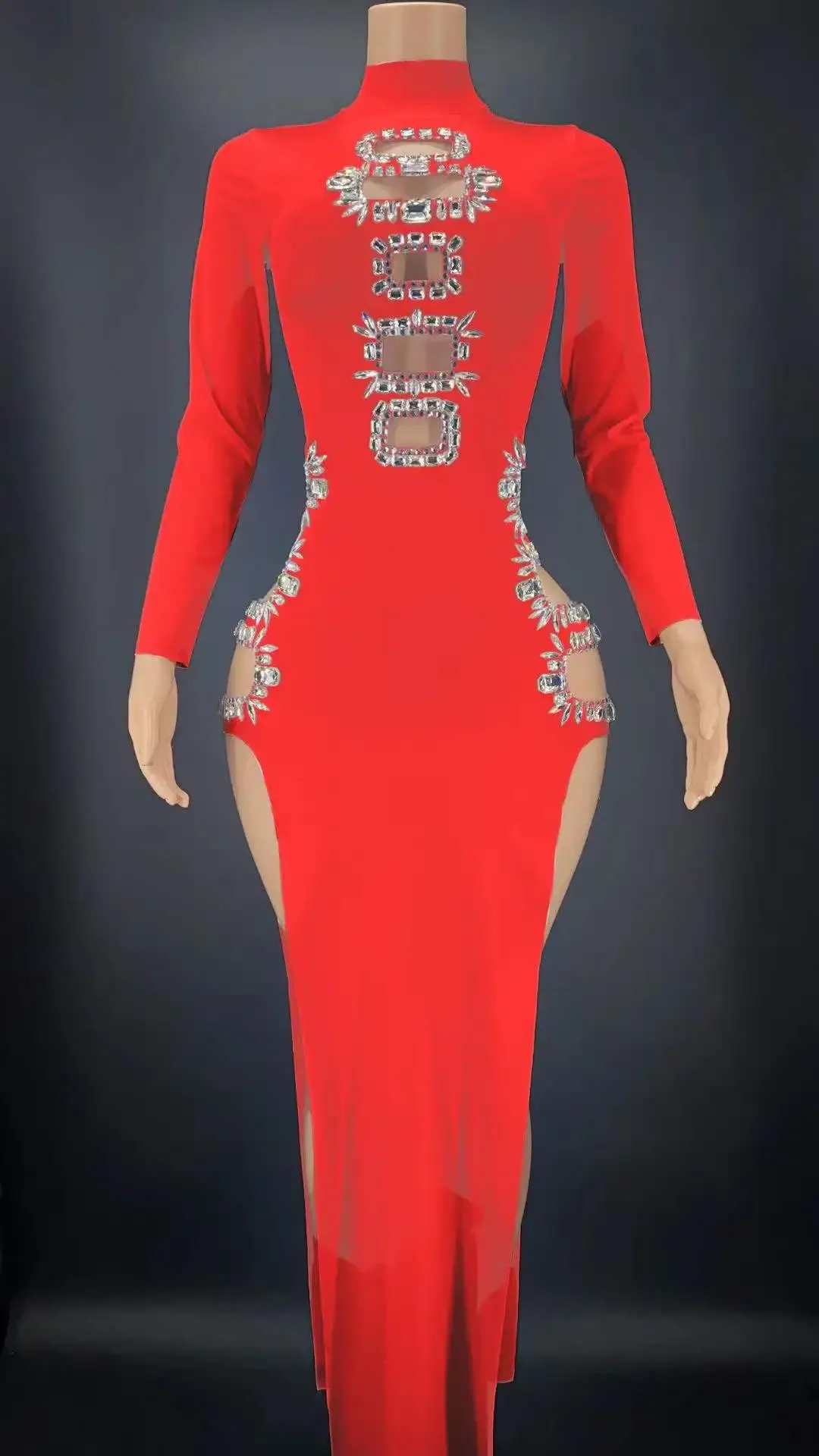 

Women Chinese Style Cheongsam Singer Dress Sexy Evening Qipao White Dress Long Nightclub DJ Stage Wear Dance Costume