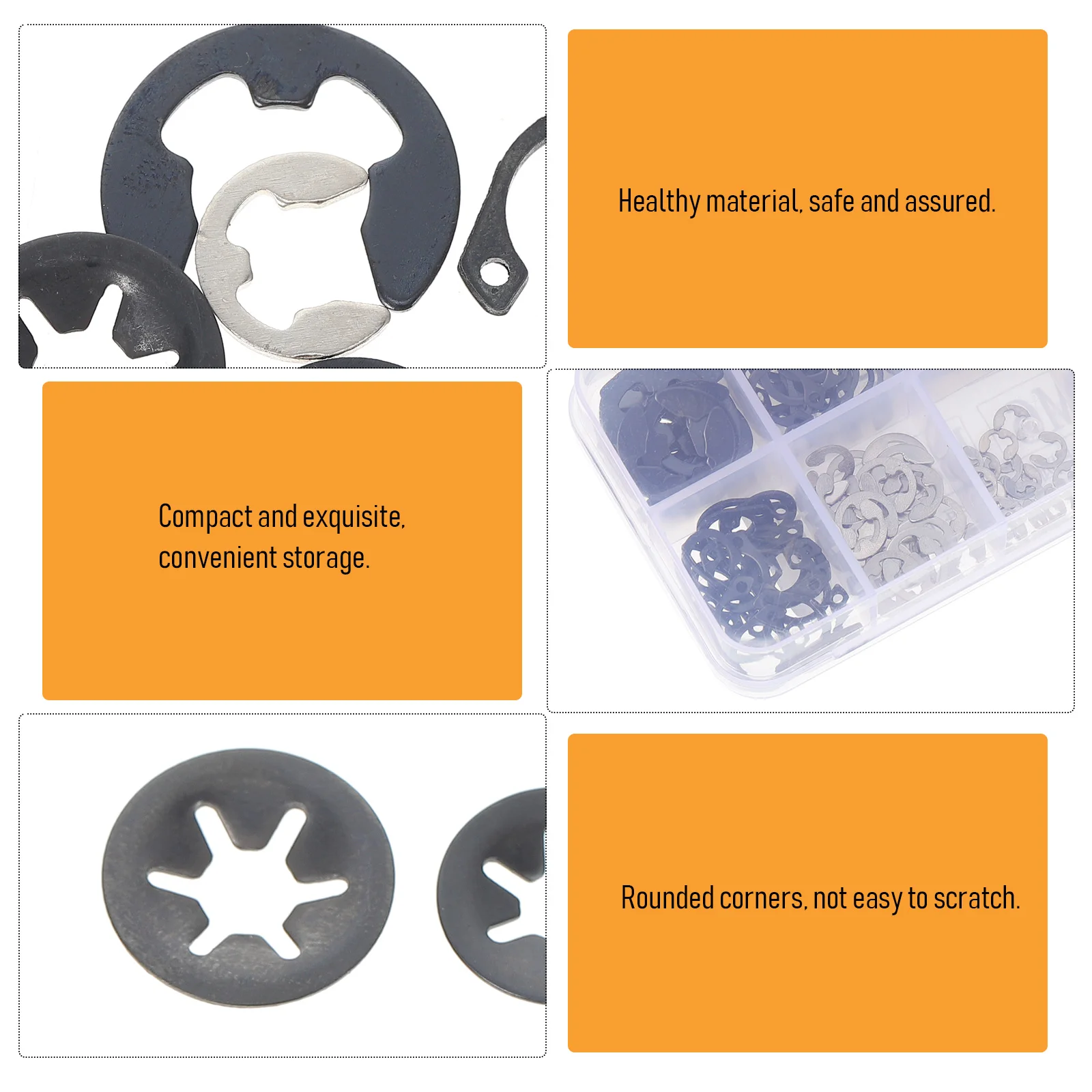 

200 Pcs Game Machine Accessories Durable Iron Retaining Ring Snap Circlip Assortment Kit For Console Repair Tool