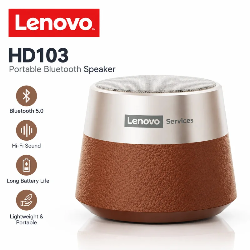Lenovo HD103 Bluetooth 5.4 Speaker Portable Mini Wireless Speaker High Quality Stereo Sound TWS Outdoor Bass Audio for Phone PC