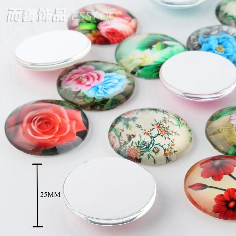 5Pcs/lot Animal Eyes Glass Dome Dragon Snake Owl Cat Tiger Evil Eyes Cabochon 25MM Diy Jewelry Supplies Craft