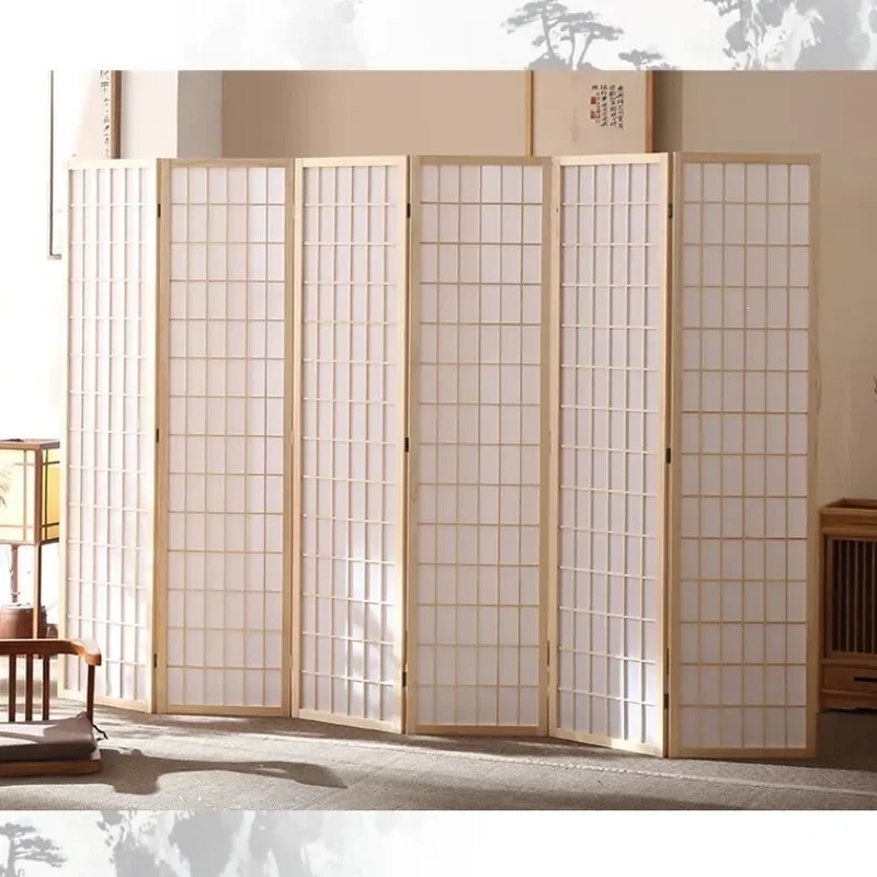Japanese Solid Wood Folding Screen Room Divider Modern Lattice Partition for Living Room Office Entrance Mobile Decor