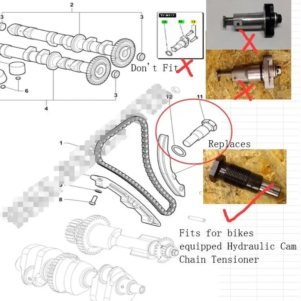 Manual Timing Cam Chain Tensioner Adjuster For MV AGUSTA 675 800 F3 / Brutale/ Rivale/ Stradale/ Turismo Veloce -Ref. 8000B9939