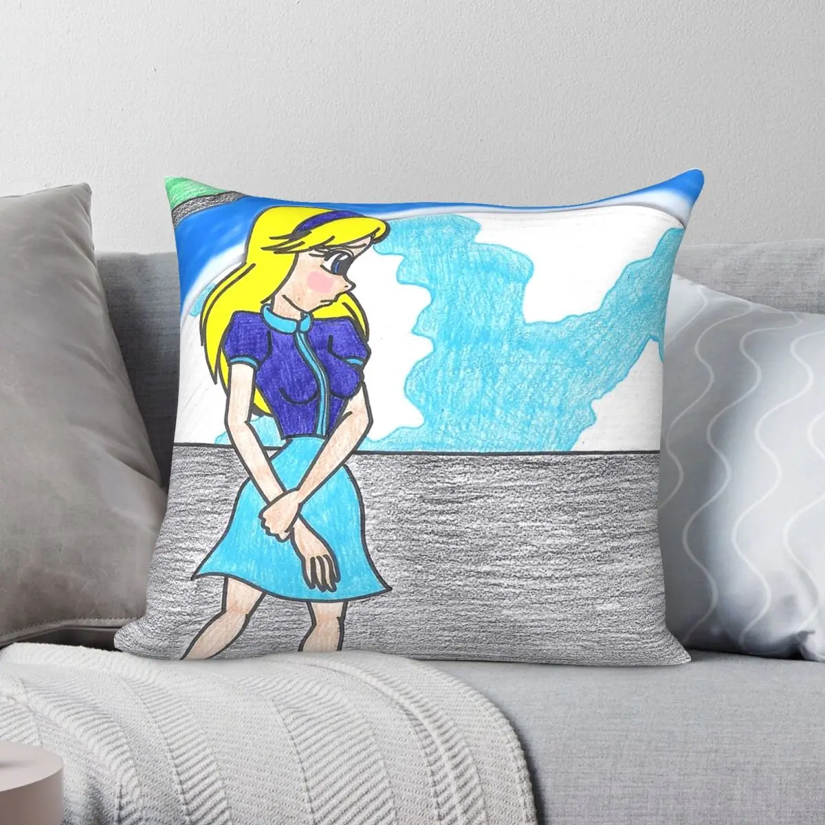 Maria Robotnik Dreaming Pillowcase Polyester Linen Velvet Creative Zip Decorative Throw Pillow Case Home Cushion Cover 45x45