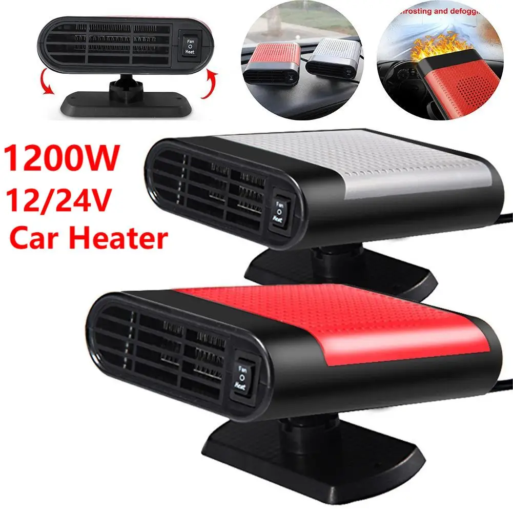 1200W Car Heater 12V/24V Electric Heater Fan 2 IN 1 Electric Cooling Heating Fan Auto Windshield Defogging Demister Defroster