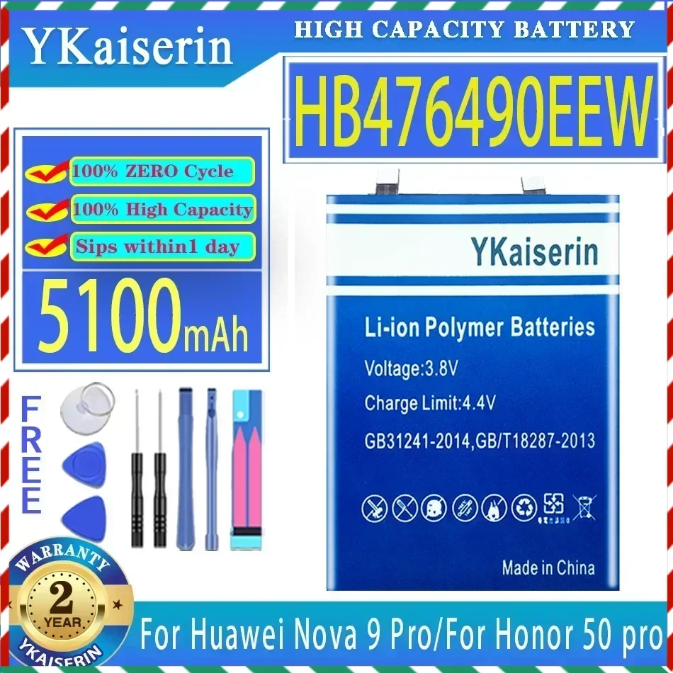 

YKaiserin 5100mAh Replacement Battery HB476490EEW For Huawei Nova 9 Pro 9Pro for Honor 50 pro 50pro Batteries