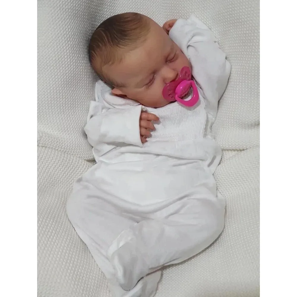 19inch Reborn Baby Doll Sleeping Loulou Newborn Size Multiple Layers Hand-painted with Visible Veins Muñeca Bebe Reborn Juguetes