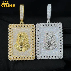 TUHE Unisex Jesus Pendants Necklace Shiny Brass 18k Plated 5A CZ Covered with Diamonds Men's Christmas for Man Hip Pop Jewelry