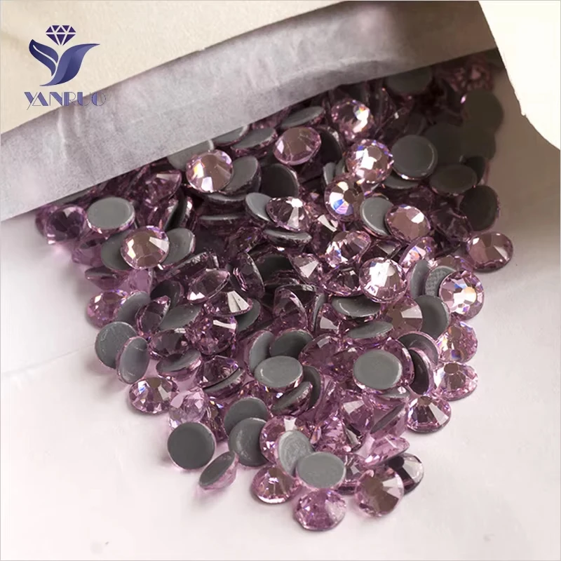 YANRUO 2058HF SS4-SS30 Light Rose Iron On Hotfix Crystals Flat Back Strass Rhinestone For Clothes Accessories