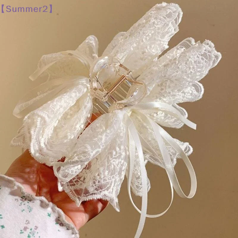 【Xia2】French Elegant White Lac - Hair Clip Claw Large ulasan dan harga