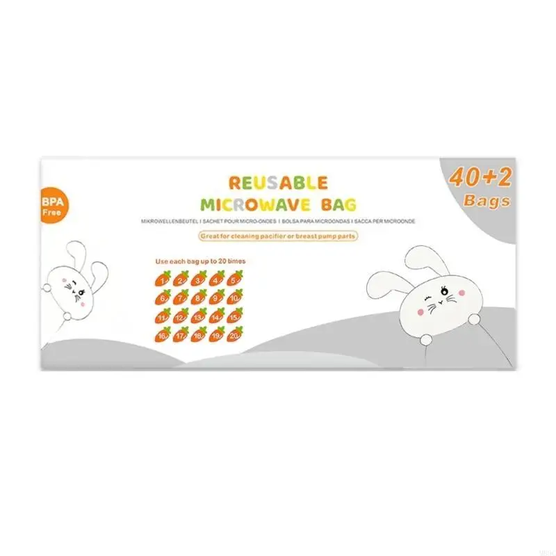 

M89C 16-Count/42-Count Travel Sterilizer Bags For Quick Microwave Baby Items Cleaning