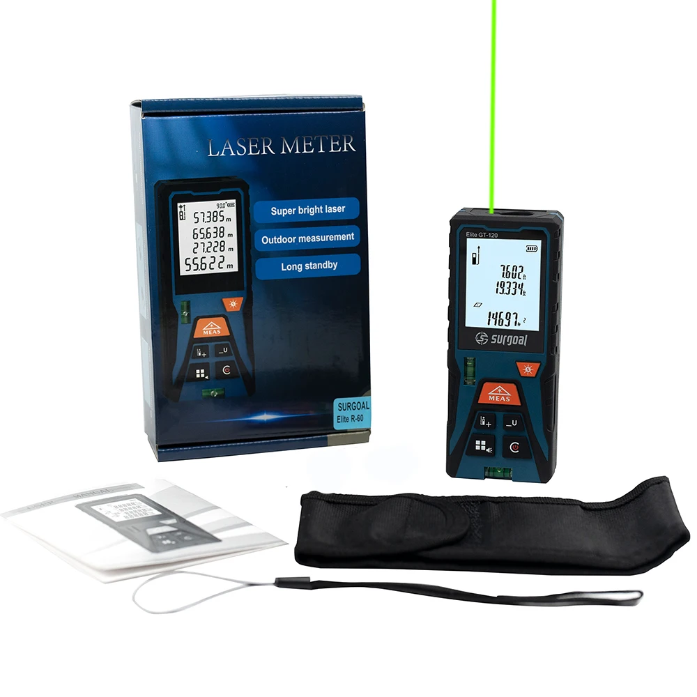 ARTBULL 120m Digital Green Laser Tape Measure 50M Laser Distance Meter Rangefinder with Horizontal