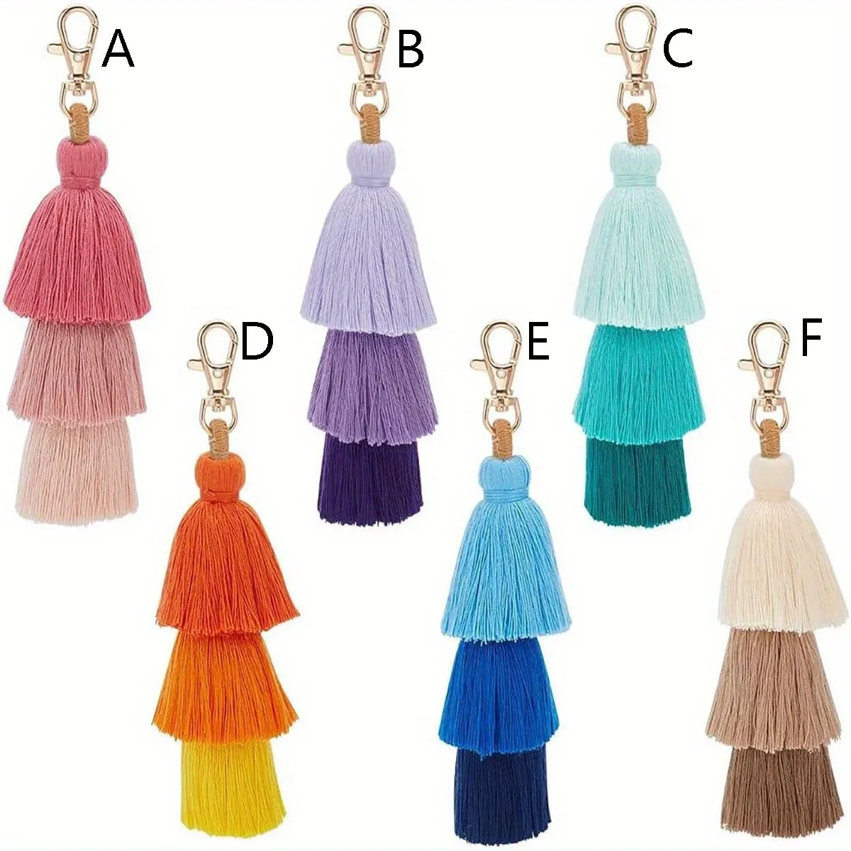 Bohemian Multicolor Handmade Layered Tassel Keychain Simple Key Ring Fit Women Girls Handbag Accessorie Jewelry Gift
