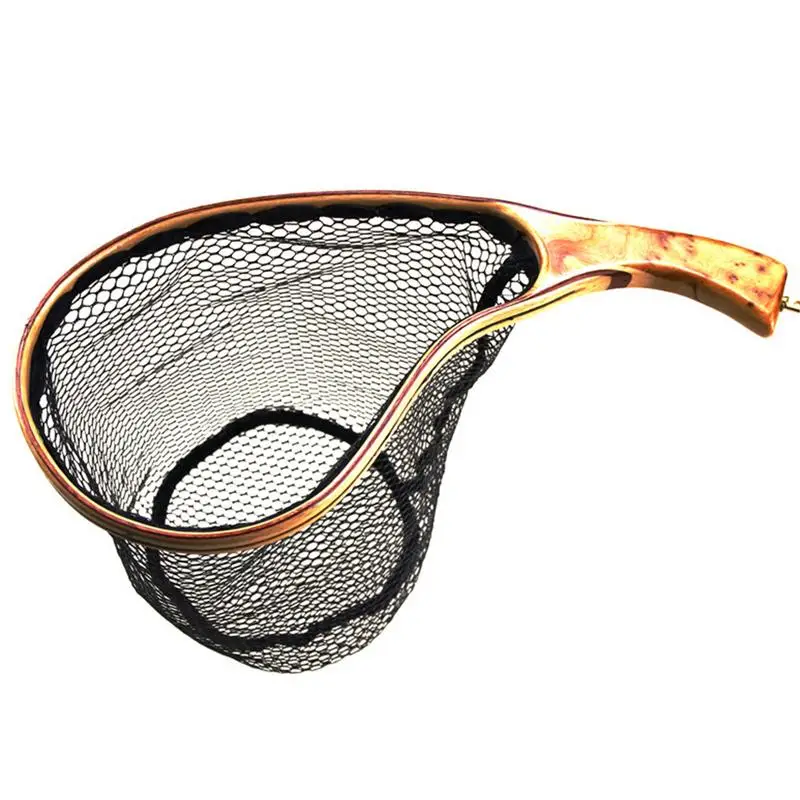 

Trout Fishing Net Angler Tool Trout Net Bass Net With Wooden Handle Fish-Safe Black Mesh Catch & Release Net Fly Fishing