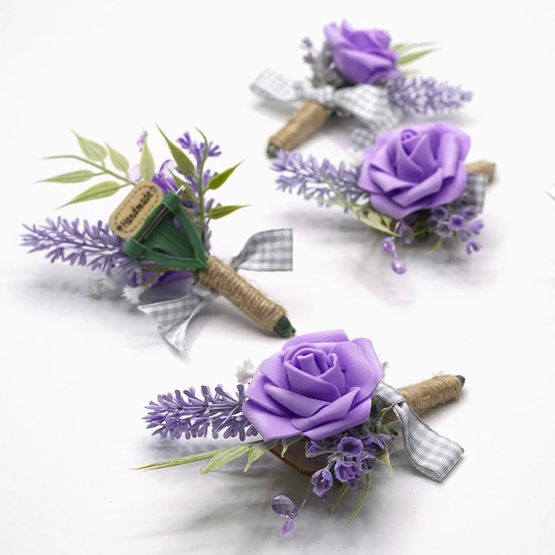 Custom Wedding Decor Boutonniere Corsage Artificial Dried Flowers Bridal Hand Wrist Corsage For Wedding