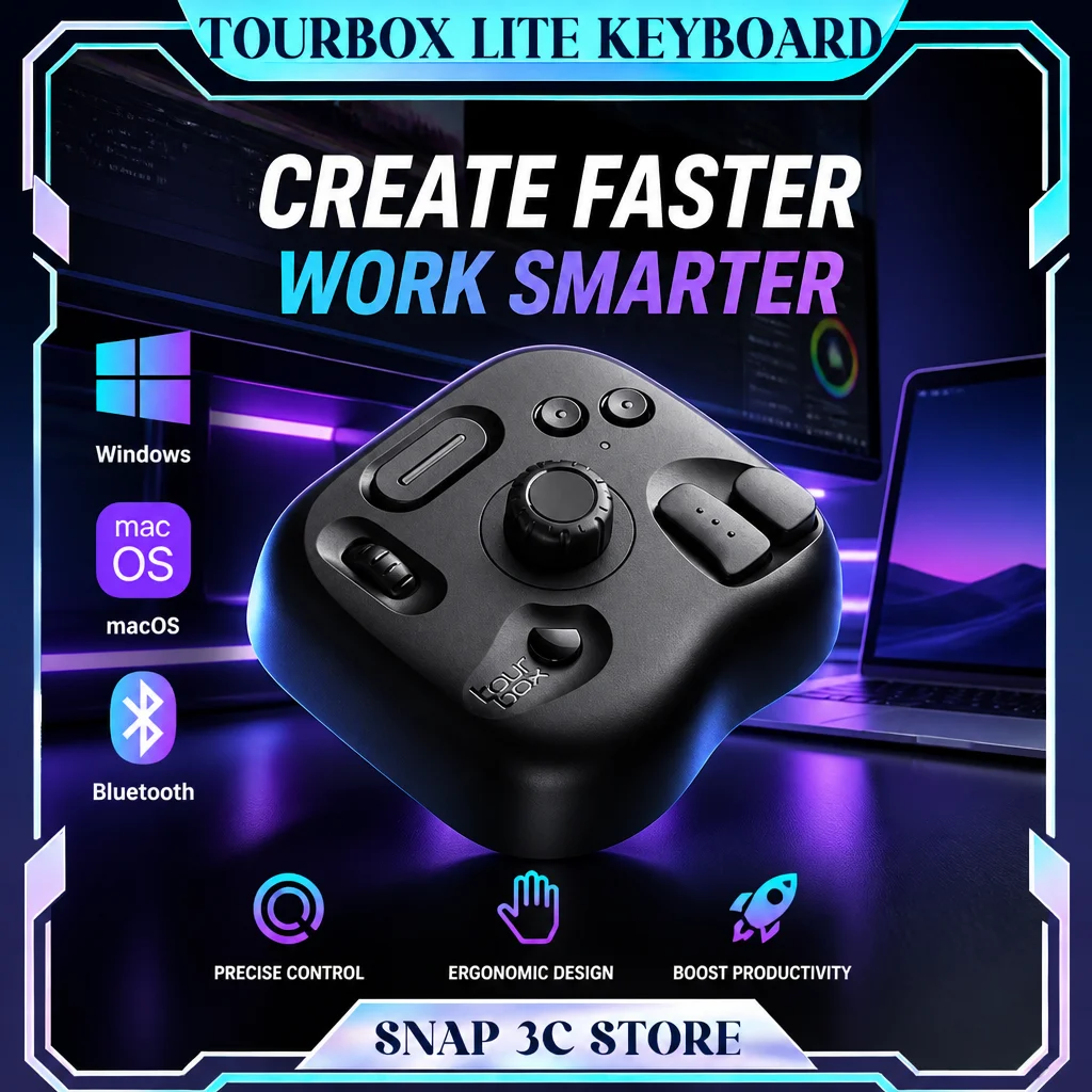 TourBox Lite Bluetooth Wireless Keyboard Custom Drawing One Handed Controller Macro Keypad for iPad Procreate Photoshop PC